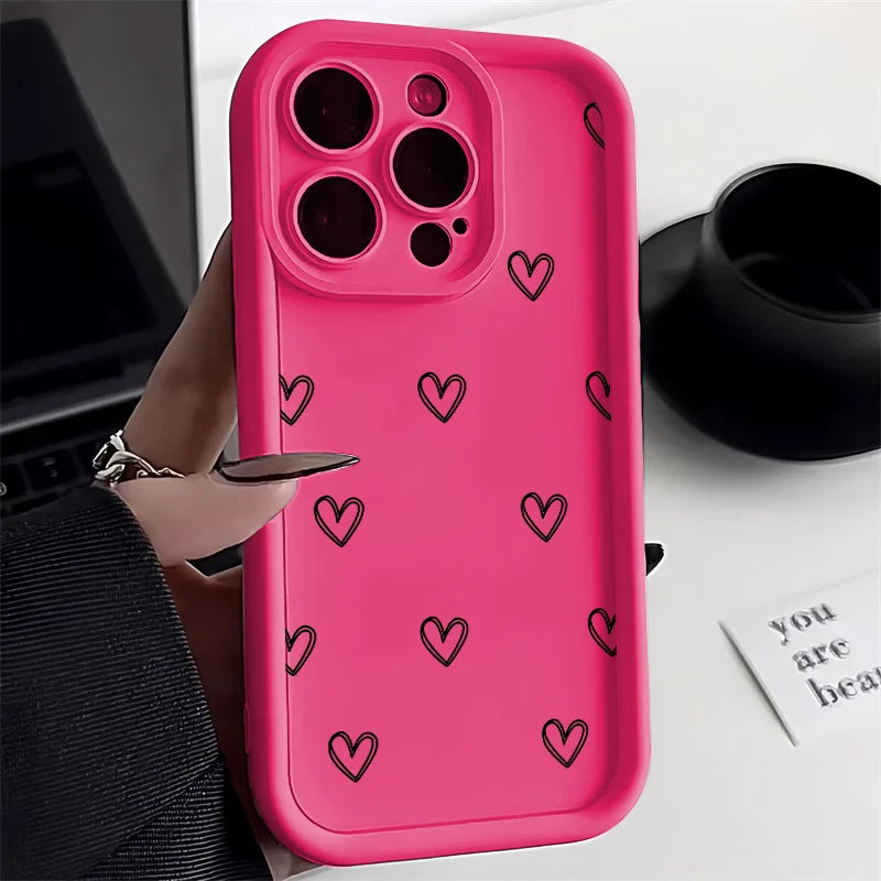 Love Heart Phone Case For iPhone 17 16 15 11 12 13 Pro Max