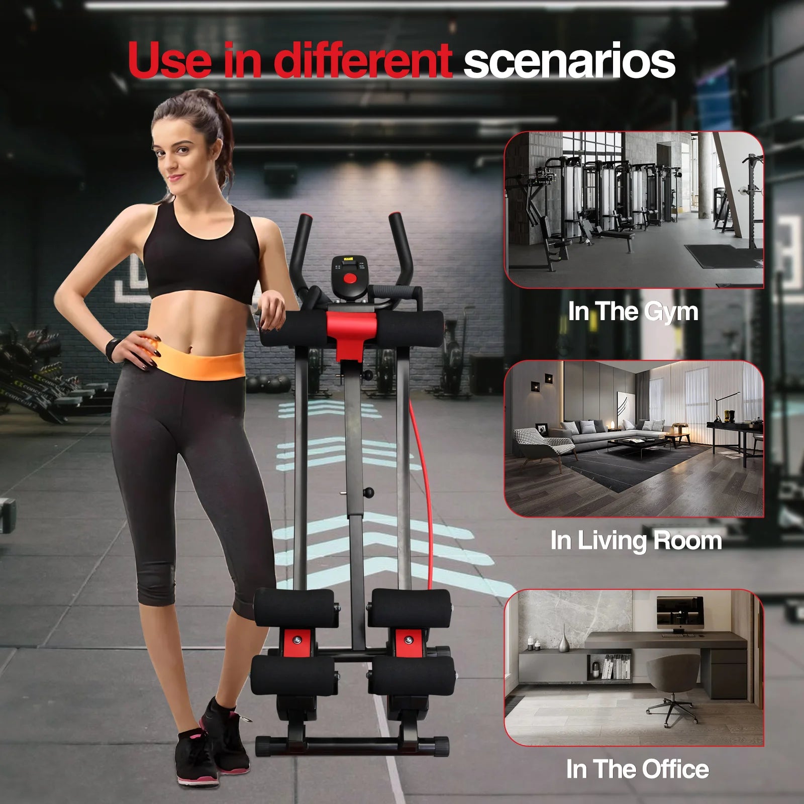 Dual Track Fitness Ab Machine Ab Cruncher Adjustable Height