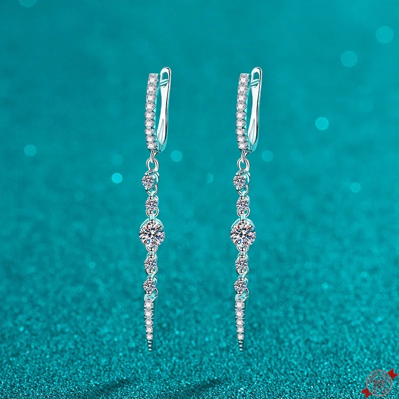 1.118 ct D Color Moissanite S925 Silver Drop Earring