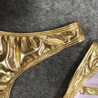 Sexy Metallic Brazilian Bikini Push Up Silver Golden
