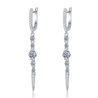 1.118 ct D Color Moissanite S925 Silver Drop Earring