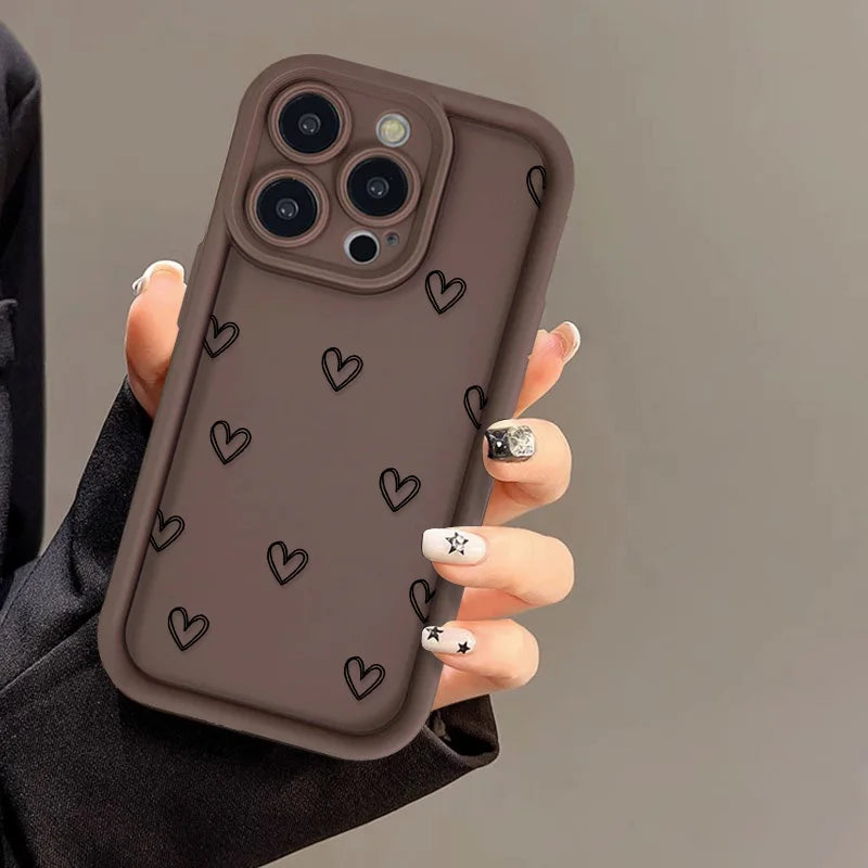 Love Heart Phone Case For iPhone  17 16 15 11 12 13 Pro Max