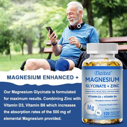 Daitea Magnesium and Zinc Capsules - Magnesium Glycinate Supplement