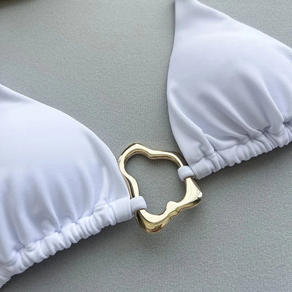 Sexy Bikinis Set Women Swimsuit Metal Buckle