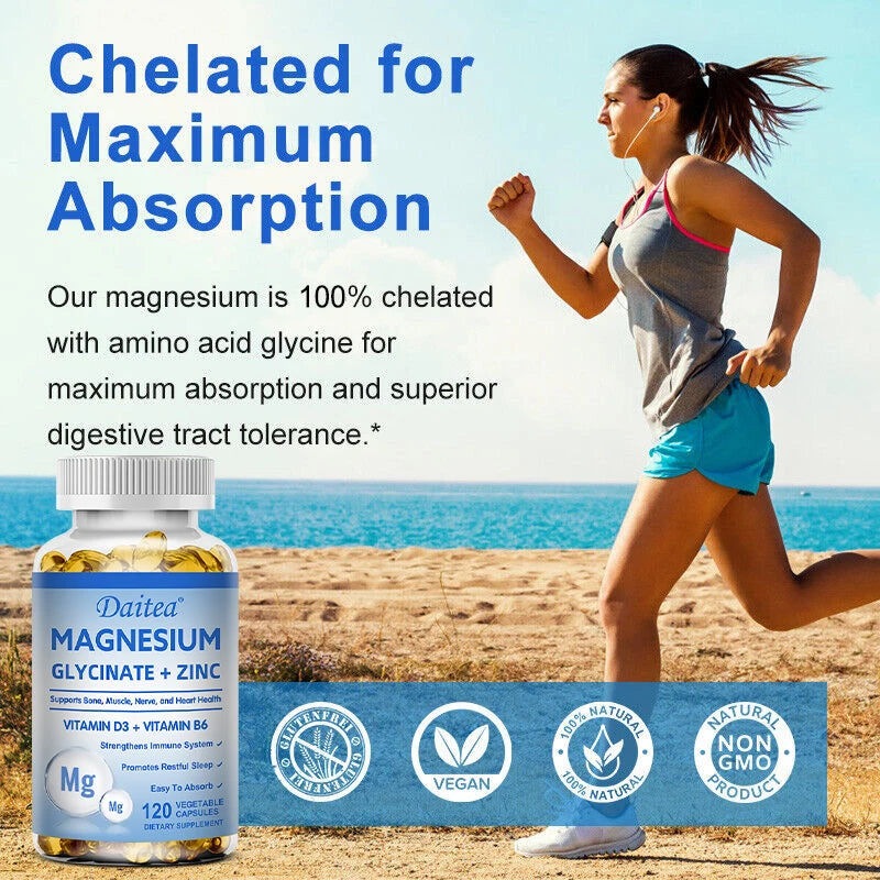 Daitea Magnesium and Zinc Capsules - Magnesium Glycinate Supplement
