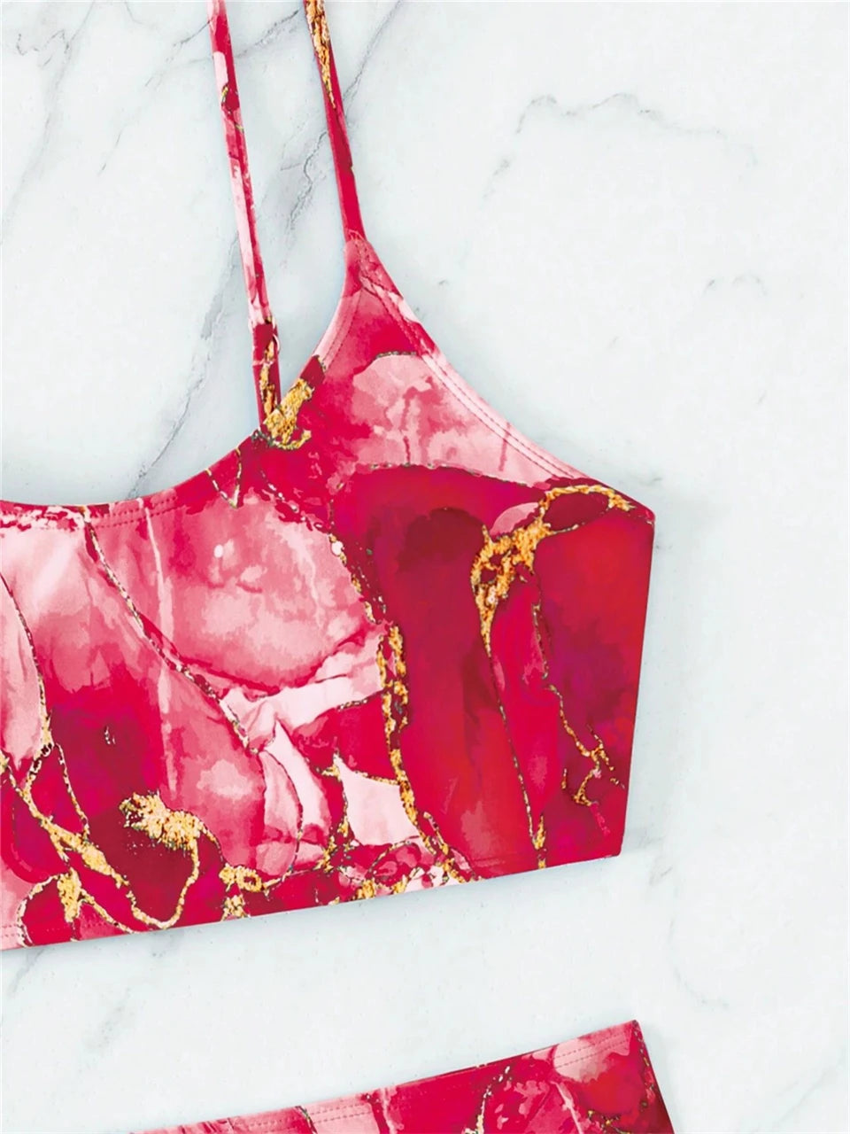 Two Pieces Marble Print Swimwear 2026
