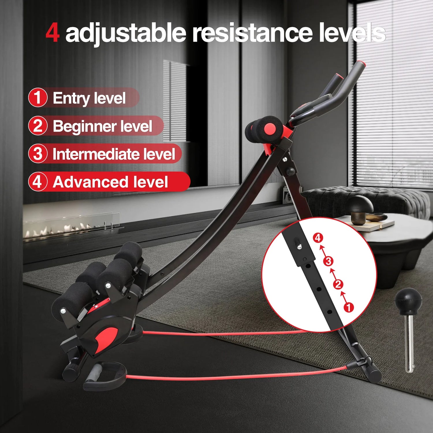 Dual Track Fitness Ab Machine Ab Cruncher Adjustable Height