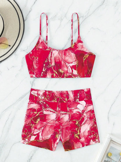 Two Pieces Marble Print Swimwear 2026