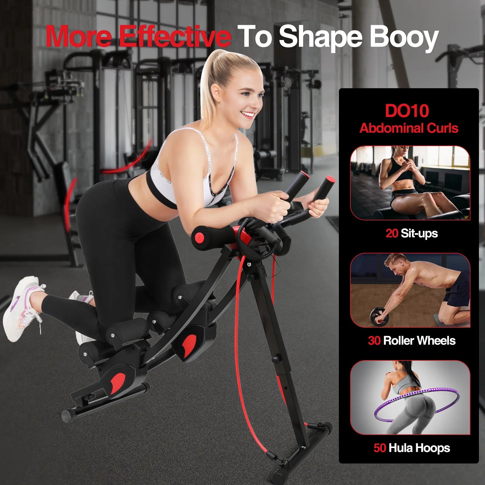Dual Track Fitness Ab Machine Ab Cruncher Adjustable Height