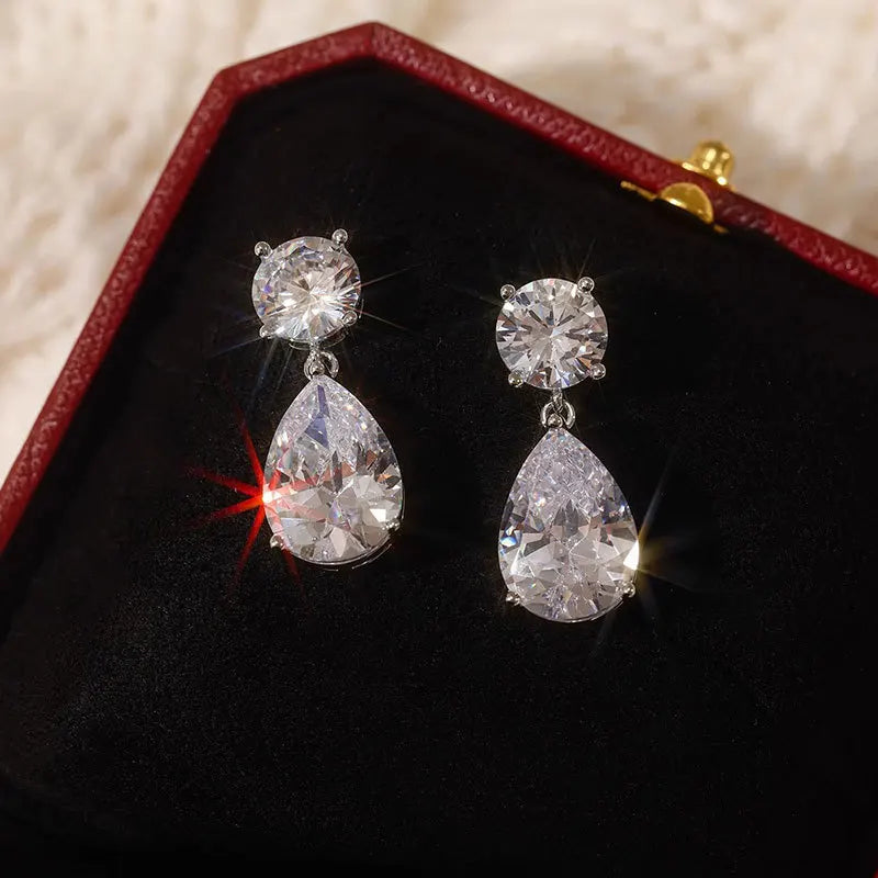 100% Genuine Droplet Full Moissanite Earrings GRA Certificate S925 Silver