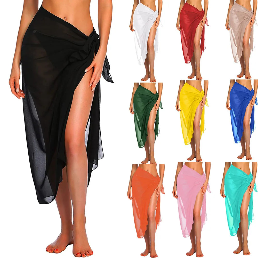 Womens Long&amp;Short Sarong Swimsuit Coverups