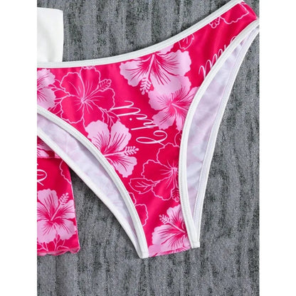 Elegant Floral Color Block Swimsuit Women 2026 Bikini Three-Piece
