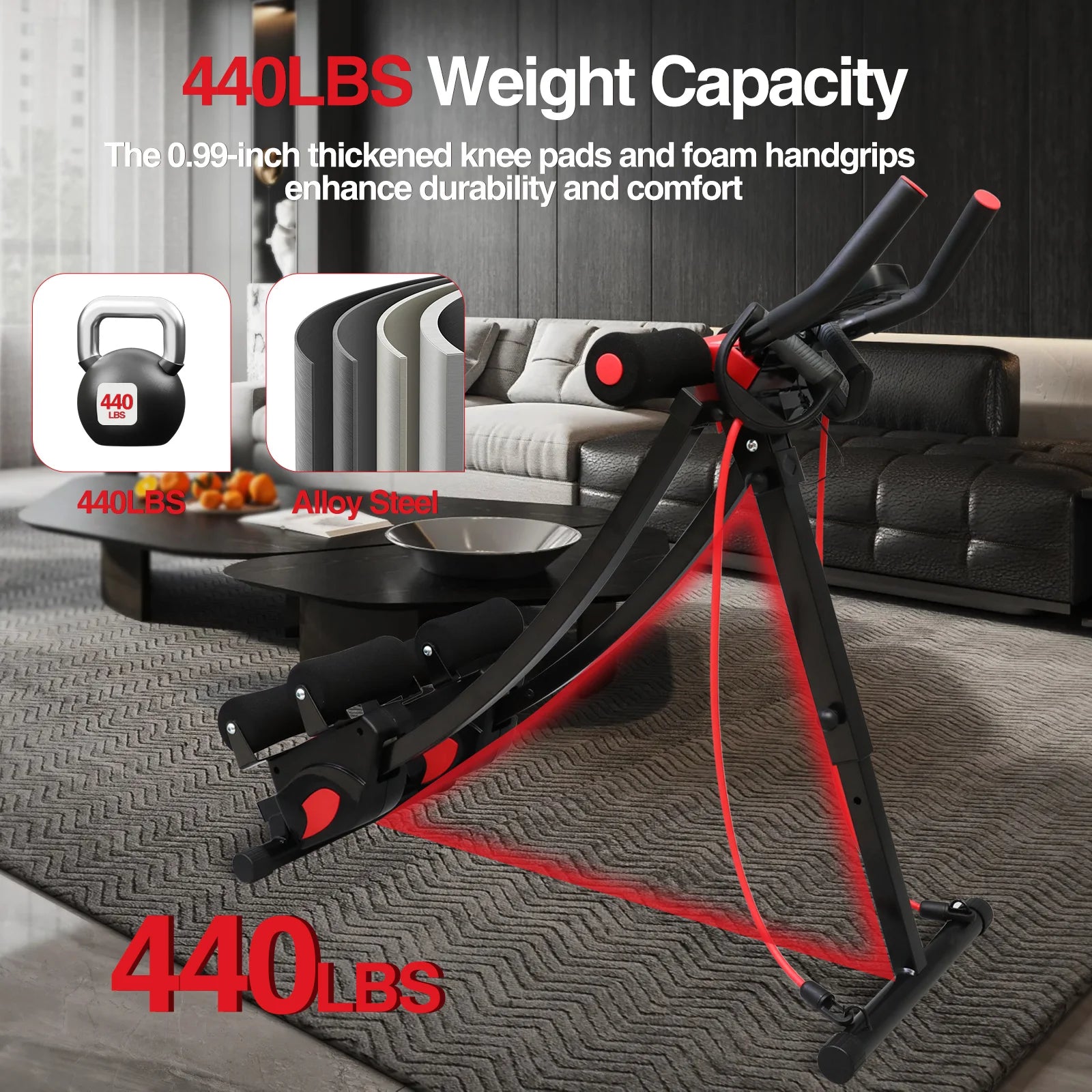 Dual Track Fitness Ab Machine Ab Cruncher Adjustable Height