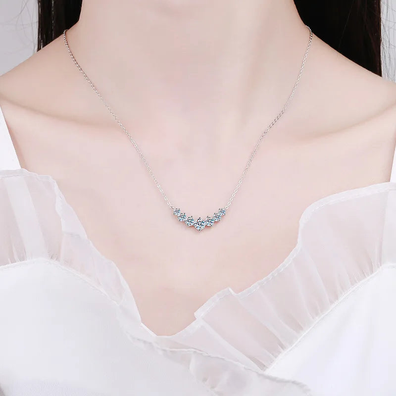 Moissanite Necklace Fine Jewely with Certificates 925 Sliver Plated 18k White Gold
