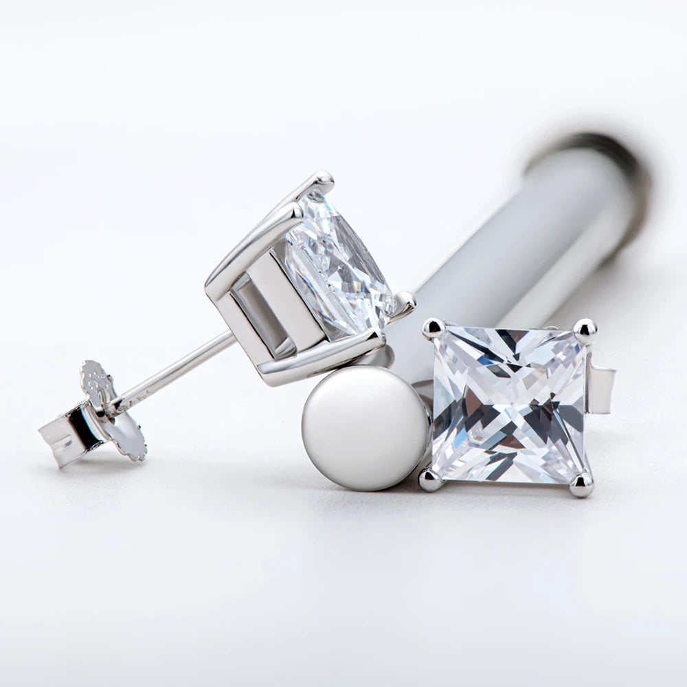 2ct Square Moissanite with Certificate Passed Diamond Test S925 Silver