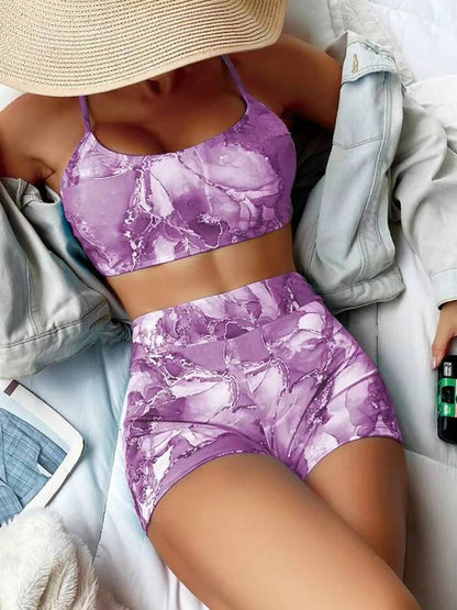 Two Pieces Marble Print Swimwear 2026