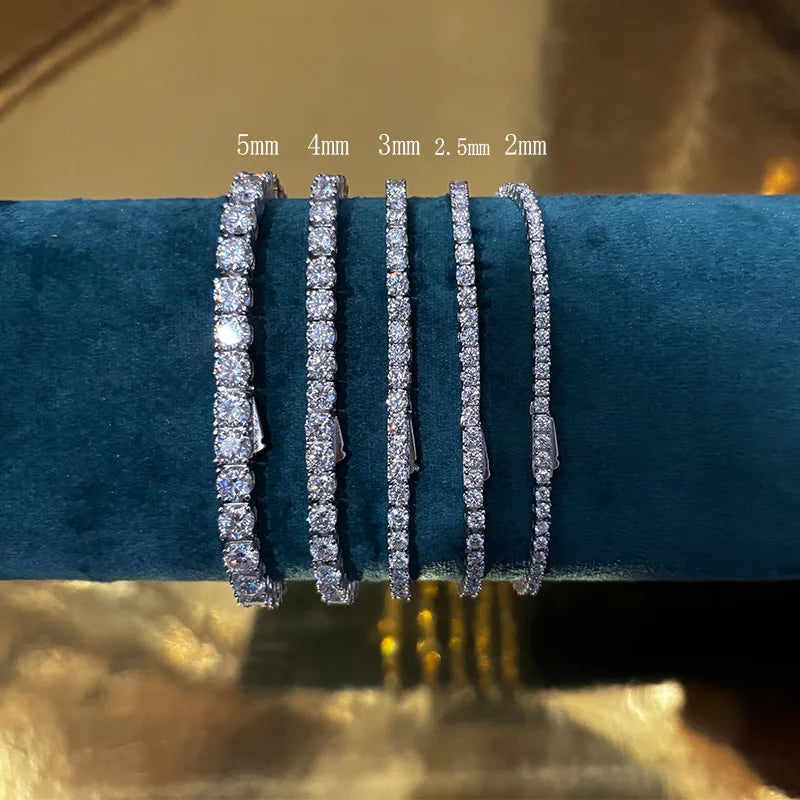 Moissanite Tennis Bracelet 925 Sterling Silver Plated 18K Gold with GRA