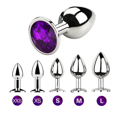 Metal Anal Plug With Gem Base