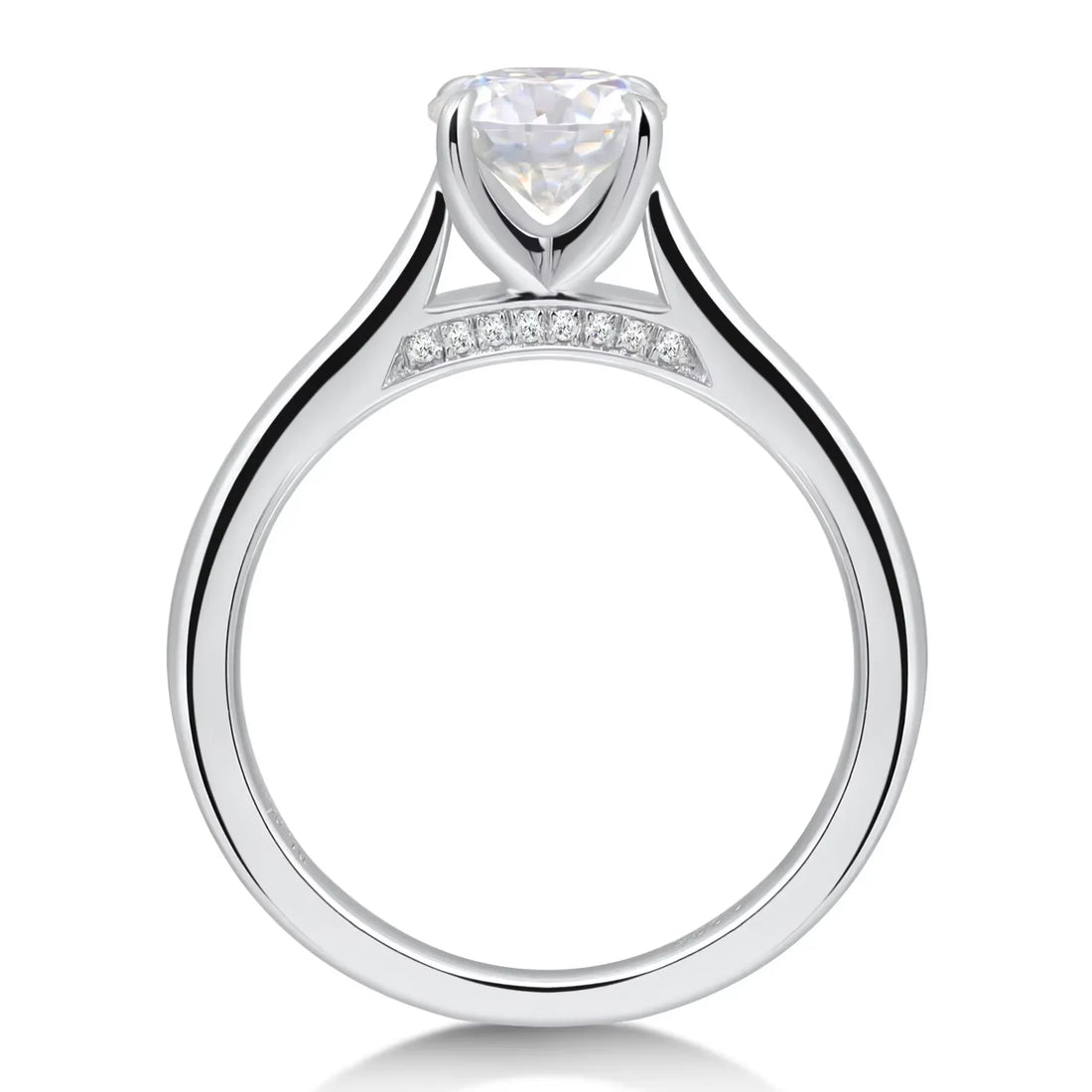 1CT Moissanite Engagement Ring S925 Sterling Silver White Gold Plated