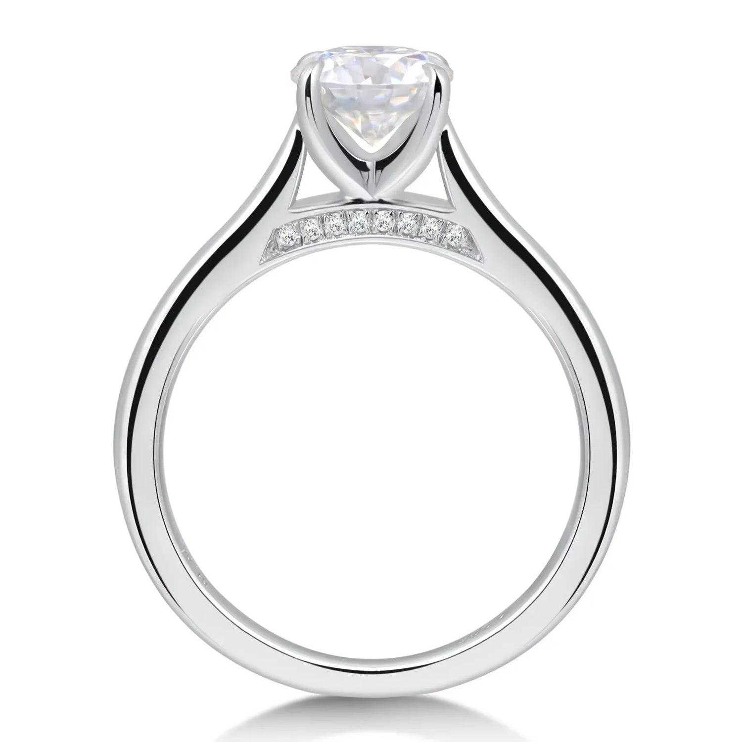 1CT Moissanite Engagement Ring S925 Sterling Silver White Gold Plated