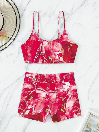 Two Pieces Marble Print Swimwear 2026