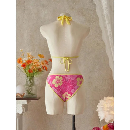 Elegant Floral Color Block Swimsuit Women 2026 Bikini Three-Piece