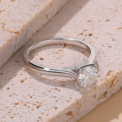 1CT Moissanite Engagement Ring S925 Sterling Silver White Gold Plated