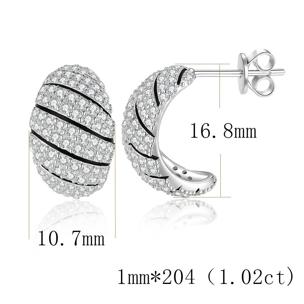 Full Diamond Moissanite Earrings S925 Sterling Silver 18K Gold-Plated