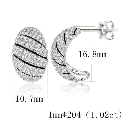 Full Diamond Moissanite Earrings S925 Sterling Silver 18K Gold-Plated