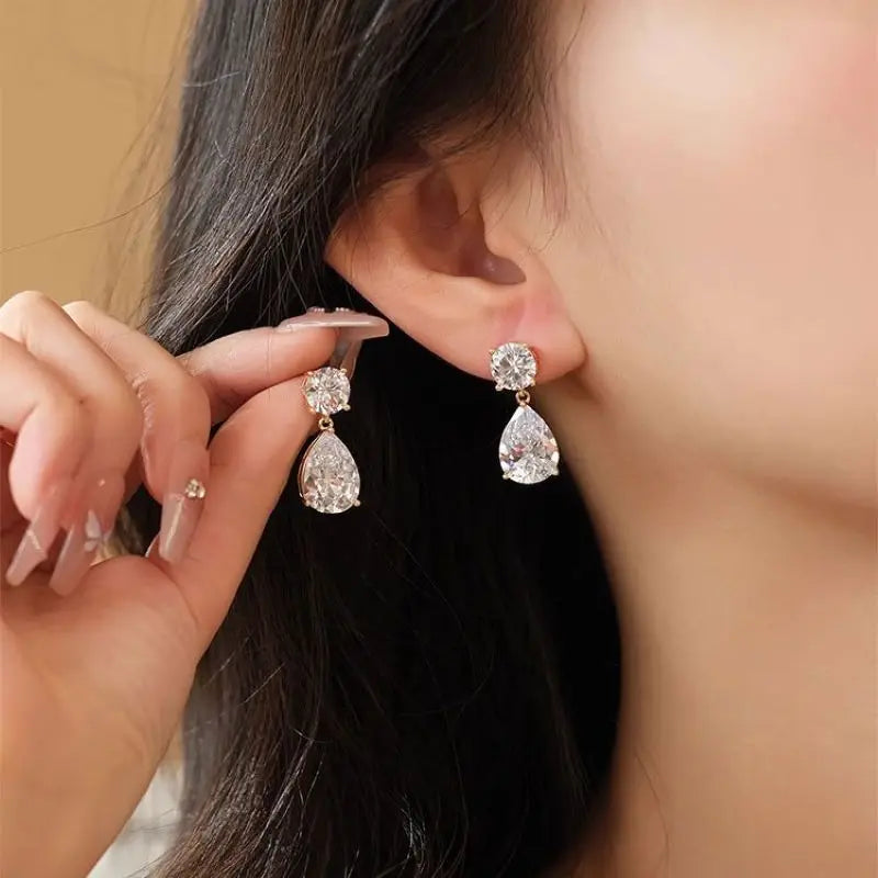 100% Genuine Droplet Full Moissanite Earrings GRA Certificate S925 Silver
