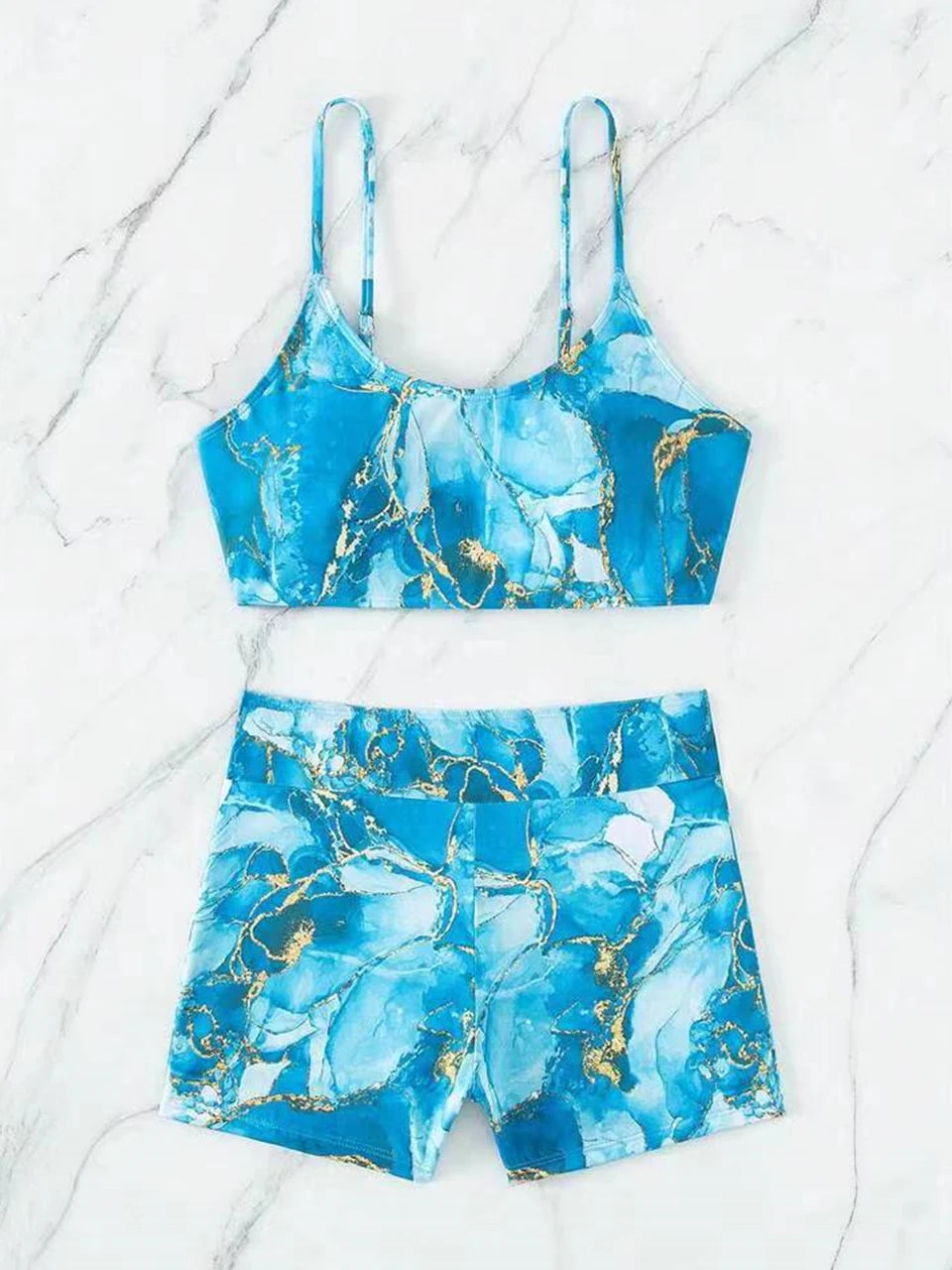 Two Pieces Marble Print Swimwear 2026