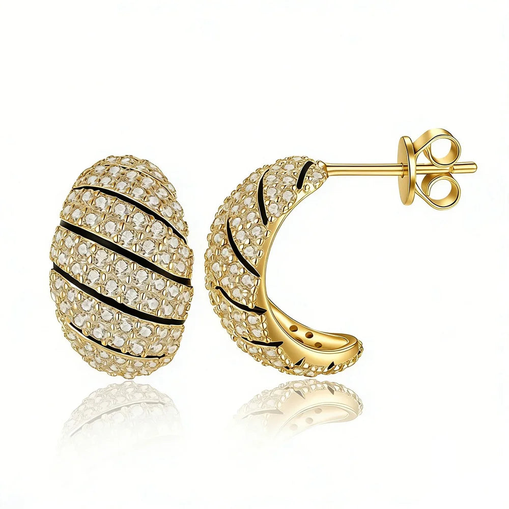 Full Diamond Moissanite Earrings S925 Sterling Silver 18K Gold-Plated