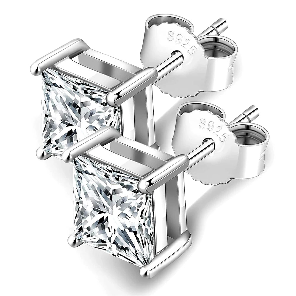 2ct Square Moissanite with Certificate Passed Diamond Test S925 Silver