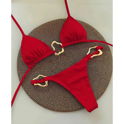 Sexy Bikinis Set Women Swimsuit Metal Buckle