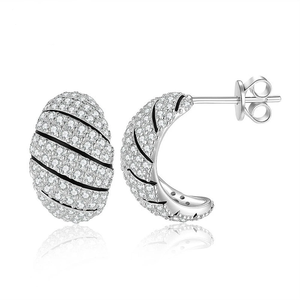 Full Diamond Moissanite Earrings S925 Sterling Silver 18K Gold-Plated